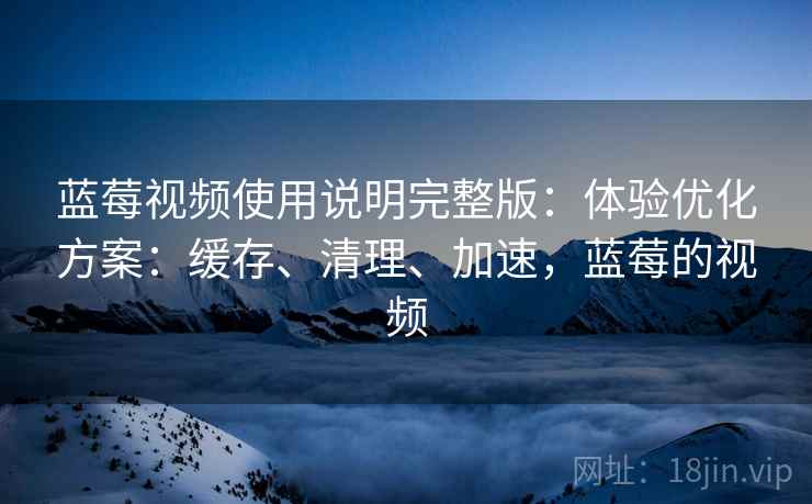 蓝莓视频使用说明完整版：体验优化方案：缓存、清理、加速，蓝莓的视频