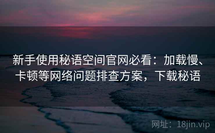 新手使用秘语空间官网必看：加载慢、卡顿等网络问题排查方案，下载秘语