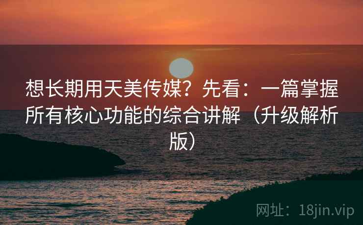 想长期用天美传媒?先看:一篇掌握所有核心功能的综合讲解(升级解析版)