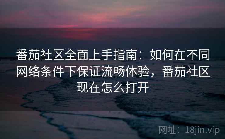 番茄社区全面上手指南:如何在不同网络条件下保证流畅体验,番茄社区现在怎么打开 第2张 番茄社区全面上手指南:如何在不同网络条件下保证流畅体验,番茄社区现在怎么打开 第2张